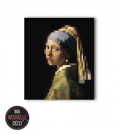 La jeune fille à la perle illustration pixel-art