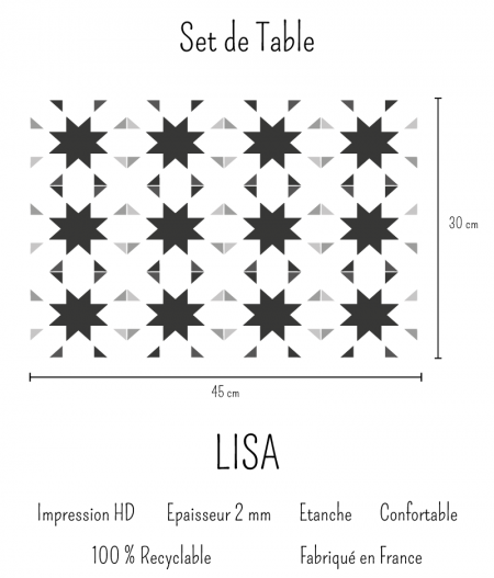 dimensions set de table LISA