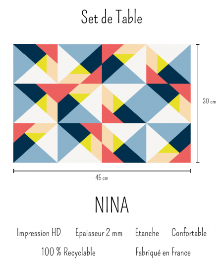 dimensions set de table PVC Vinyle Nina
